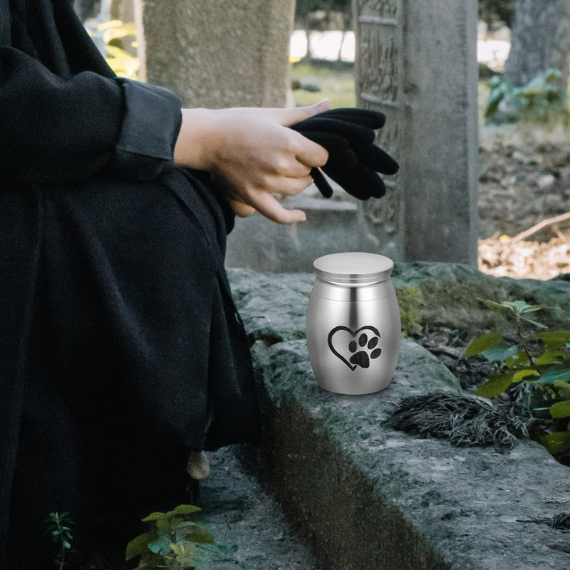Urne Urne Pas Kremiranje kućnog ljubimca Mačka Memorijalna kutija za uspomenu Psi Životinje Mini mačke Otisak Čelična šapa Pogrebni metalni ukras od nehrđajućeg čelika