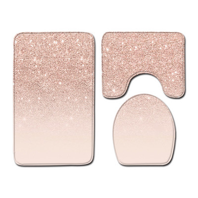 Spīdīga apdruka Trīsdaļīgs grīdas paklājs durvju paklājs vannas istabas paklājs ūdensizturīgs paklājs tualetes sēdekļa pārklājs grīdas paklājs vannas istabas dekorēšana