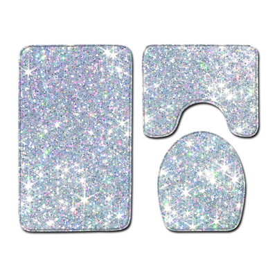 Spīdīga apdruka Trīsdaļīgs grīdas paklājs durvju paklājs vannas istabas paklājs ūdensizturīgs paklājs tualetes sēdekļa pārklājs grīdas paklājs vannas istabas dekorēšana