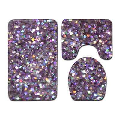 Spīdīga apdruka Trīsdaļīgs grīdas paklājs durvju paklājs vannas istabas paklājs ūdensizturīgs paklājs tualetes sēdekļa pārklājs grīdas paklājs vannas istabas dekorēšana