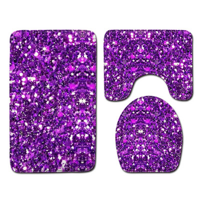 Spīdīga apdruka Trīsdaļīgs grīdas paklājs durvju paklājs vannas istabas paklājs ūdensizturīgs paklājs tualetes sēdekļa pārklājs grīdas paklājs vannas istabas dekorēšana