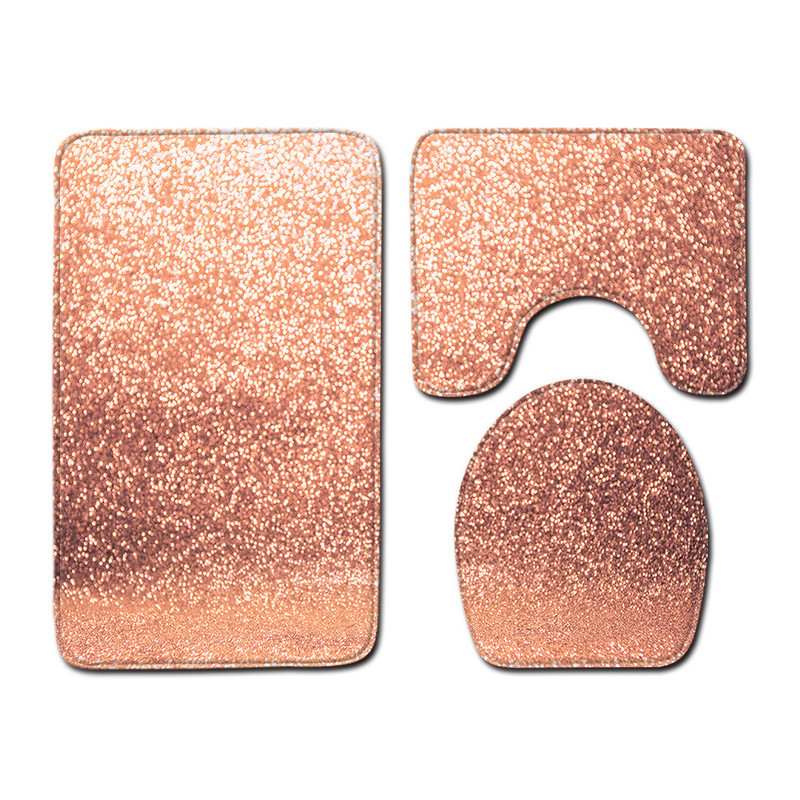 Spīdīga apdruka Trīsdaļīgs grīdas paklājs durvju paklājs vannas istabas paklājs ūdensizturīgs paklājs tualetes sēdekļa pārklājs grīdas paklājs vannas istabas dekorēšana