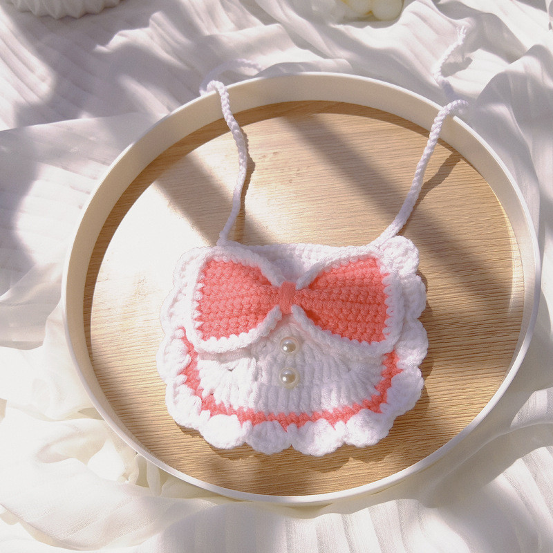 Bow Knot Bib Pet Cat Pleteni vratni prsten Dekoracija Ručno pletena Bib Saliva Oprema za kućne ljubimce Pribor za kućne ljubimce Pribor za mačke