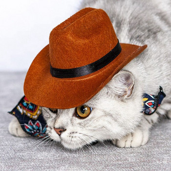 Αστεία κατοικίδια σκυλιά γάτα καπέλο δυτικού καουμπόη για μικρά σκυλιά και γάτες Αξεσουάρ κοστουμιών για πάρτι