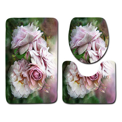 Besplatna dostava od 3 komada Green Leaves Banyo Kupaonski tepih WC U Tip Set prostirki za kupaonicu Neklizajuća podloga Tapis Salle De Bain Alfombra Bano