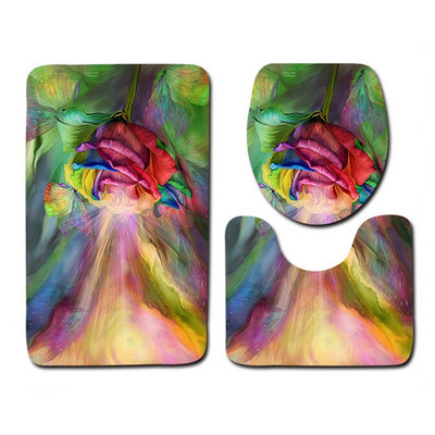 Besplatna dostava od 3 komada Green Leaves Banyo Kupaonski tepih WC U Tip Set prostirki za kupaonicu Neklizajuća podloga Tapis Salle De Bain Alfombra Bano