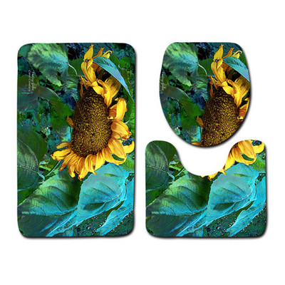 Besplatna dostava od 3 komada Green Leaves Banyo Kupaonski tepih WC U Tip Set prostirki za kupaonicu Neklizajuća podloga Tapis Salle De Bain Alfombra Bano