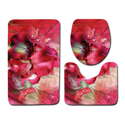 Besplatna dostava od 3 komada Green Leaves Banyo Kupaonski tepih WC U Tip Set prostirki za kupaonicu Neklizajuća podloga Tapis Salle De Bain Alfombra Bano