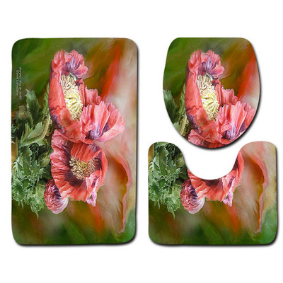 Besplatna dostava od 3 komada Green Leaves Banyo Kupaonski tepih WC U Tip Set prostirki za kupaonicu Neklizajuća podloga Tapis Salle De Bain Alfombra Bano