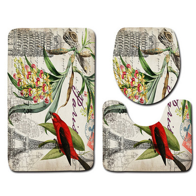 Besplatna dostava od 3 komada Green Leaves Banyo Kupaonski tepih WC U Tip Set prostirki za kupaonicu Neklizajuća podloga Tapis Salle De Bain Alfombra Bano