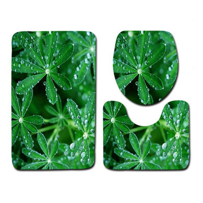 Besplatna dostava od 3 komada Green Leaves Banyo Kupaonski tepih WC U Tip Set prostirki za kupaonicu Neklizajuća podloga Tapis Salle De Bain Alfombra Bano