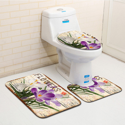 Besplatna dostava od 3 komada Green Leaves Banyo Kupaonski tepih WC U Tip Set prostirki za kupaonicu Neklizajuća podloga Tapis Salle De Bain Alfombra Bano