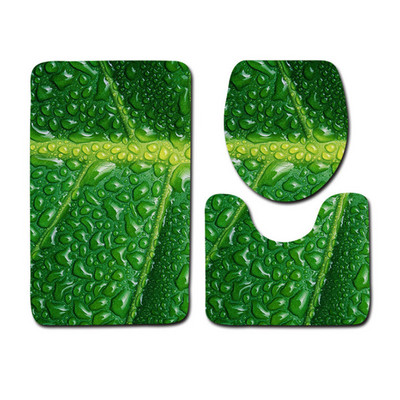 Besplatna dostava od 3 komada Green Leaves Banyo Kupaonski tepih WC U Tip Set prostirki za kupaonicu Neklizajuća podloga Tapis Salle De Bain Alfombra Bano