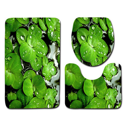 Besplatna dostava od 3 komada Green Leaves Banyo Kupaonski tepih WC U Tip Set prostirki za kupaonicu Neklizajuća podloga Tapis Salle De Bain Alfombra Bano