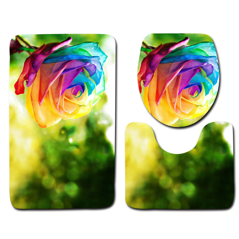 Besplatna dostava od 3 komada Green Leaves Banyo Kupaonski tepih WC U Tip Set prostirki za kupaonicu Neklizajuća podloga Tapis Salle De Bain Alfombra Bano