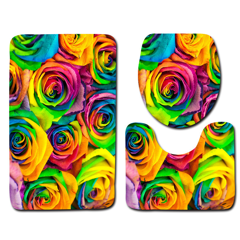 Besplatna dostava od 3 komada Green Leaves Banyo Kupaonski tepih WC U Tip Set prostirki za kupaonicu Neklizajuća podloga Tapis Salle De Bain Alfombra Bano