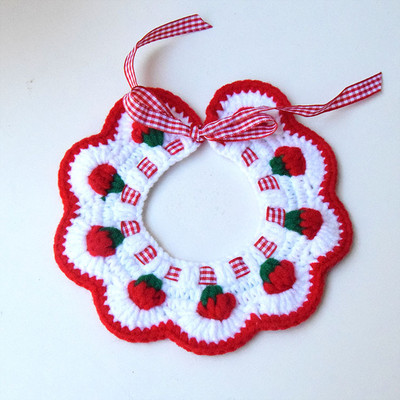 Potrepštine za kućne ljubimce Jesen Zima Oprsnica Uzorak jagoda Ogrlica za kućne ljubimce Vuna Ručno pleteni mačji šal Dekoracija Dodaci za mačke Predmeti za kućne ljubimce