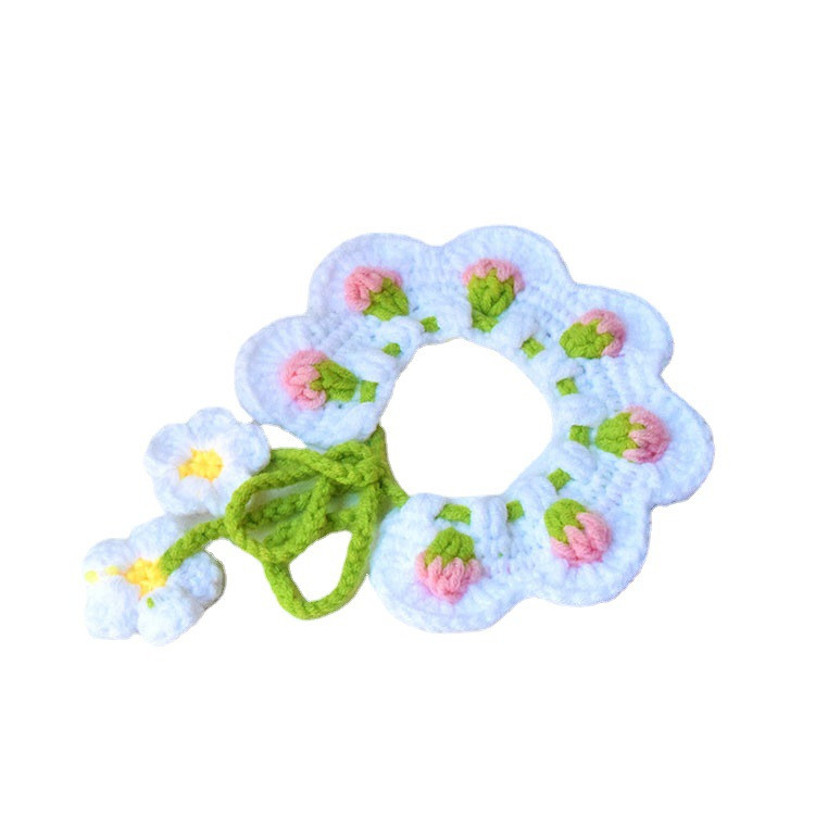 Potrepštine za kućne ljubimce Jesen Zima Oprsnica Uzorak jagoda Ogrlica za kućne ljubimce Vuna Ručno pleteni mačji šal Dekoracija Dodaci za mačke Predmeti za kućne ljubimce