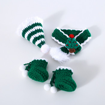 Σετ διακόσμησης για κατοικίδια Κόκκινο πράσινο χαριτωμένο καπέλο γάτας Φουλάρι χεριού Πλεκτό κάλτσες με βελονάκι Σετ προμήθειες για κατοικίδια Αξεσουάρ για κατοικίδια Αξεσουάρ για γάτες