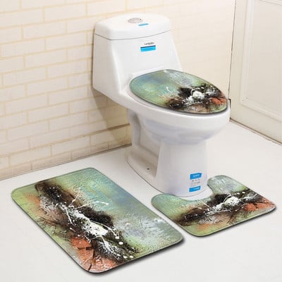 Zeegle apstraktna slika Kupaonski set prostirki za kupaonicu WC prostirke Flanelski protuklizni kupaonski tepisi Kupaonske prostirke Upijajuće prostirke za tuširanje