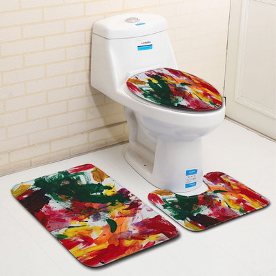 Zeegle apstraktna slika Kupaonski set prostirki za kupaonicu WC prostirke Flanelski protuklizni kupaonski tepisi Kupaonske prostirke Upijajuće prostirke za tuširanje