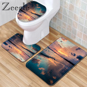 3D prirodni uzorak Set prostirki za kupaonicu Neklizajuća prostirka za kupaonicu Set prostirki za kupaonicu Tepih s postoljem Podni tepih WC-a Upijajuća navlaka za sjedalo Tepih