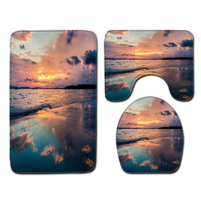 3D prirodni uzorak Set prostirki za kupaonicu Neklizajuća prostirka za kupaonicu Set prostirki za kupaonicu Tepih s postoljem Podni tepih WC-a Upijajuća navlaka za sjedalo Tepih