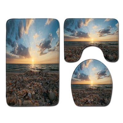 3D prirodni uzorak Set prostirki za kupaonicu Neklizajuća prostirka za kupaonicu Set prostirki za kupaonicu Tepih s postoljem Podni tepih WC-a Upijajuća navlaka za sjedalo Tepih