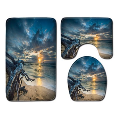 3D prirodni uzorak Set prostirki za kupaonicu Neklizajuća prostirka za kupaonicu Set prostirki za kupaonicu Tepih s postoljem Podni tepih WC-a Upijajuća navlaka za sjedalo Tepih