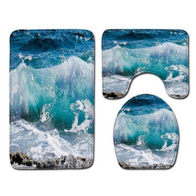 3D prirodni uzorak Set prostirki za kupaonicu Neklizajuća prostirka za kupaonicu Set prostirki za kupaonicu Tepih s postoljem Podni tepih WC-a Upijajuća navlaka za sjedalo Tepih