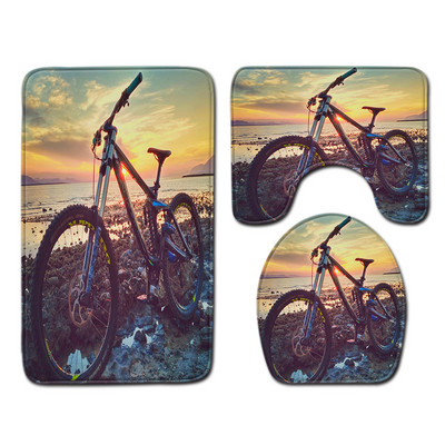 3D prirodni uzorak Set prostirki za kupaonicu Neklizajuća prostirka za kupaonicu Set prostirki za kupaonicu Tepih s postoljem Podni tepih WC-a Upijajuća navlaka za sjedalo Tepih