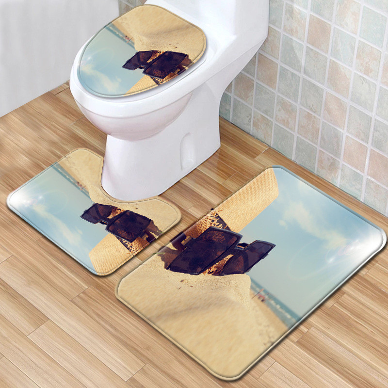 3D prirodni uzorak Set prostirki za kupaonicu Neklizajuća prostirka za kupaonicu Set prostirki za kupaonicu Tepih s postoljem Podni tepih WC-a Upijajuća navlaka za sjedalo Tepih