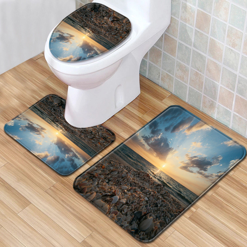 3D prirodni uzorak Set prostirki za kupaonicu Neklizajuća prostirka za kupaonicu Set prostirki za kupaonicu Tepih s postoljem Podni tepih WC-a Upijajuća navlaka za sjedalo Tepih