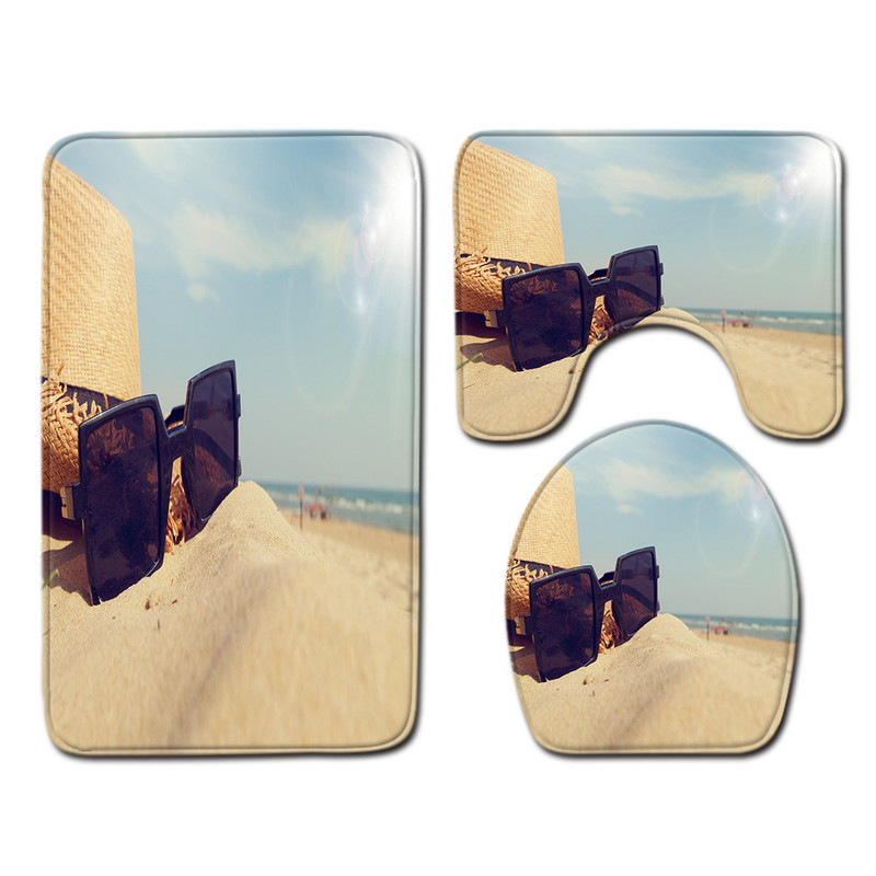 3D prirodni uzorak Set prostirki za kupaonicu Neklizajuća prostirka za kupaonicu Set prostirki za kupaonicu Tepih s postoljem Podni tepih WC-a Upijajuća navlaka za sjedalo Tepih