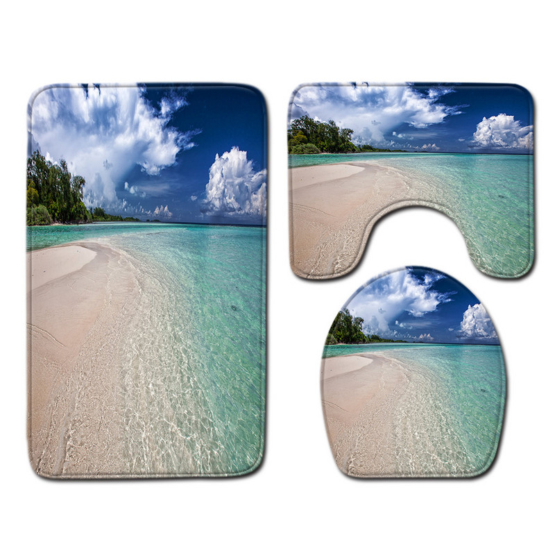 3D prirodni uzorak Set prostirki za kupaonicu Neklizajuća prostirka za kupaonicu Set prostirki za kupaonicu Tepih s postoljem Podni tepih WC-a Upijajuća navlaka za sjedalo Tepih