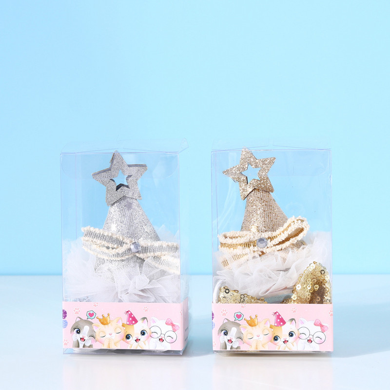 Mājas kaķa dzimšanas dienas mežģīnes Pentagrama stereo cepure sequin tauriņš tauriņš ballīšu komplekts Mode mājdzīvnieku piederumi mājdzīvnieku aksesuāri mājdzīvnieku produkti