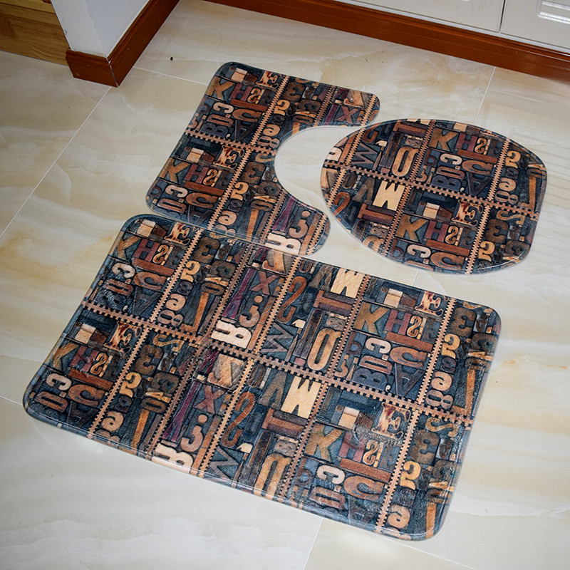 Zeegle Letter Kupaonske prostirke Kupaonske prostirke Neklizajuće prostirke WC prostirke 3 komada Kupaonski tepih Navlaka za WC sjedalo Podloge za tuširanje