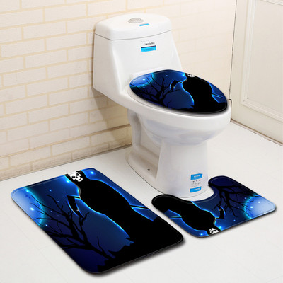 Zeegle prostirke za kupaonicu Kupaonske dekoracije za Noć vještica Kupaonske prostirke od 3 komada Set kupaonskih tepiha Neklizajuća prostirka za WC tuš kabinu Podloga za noge