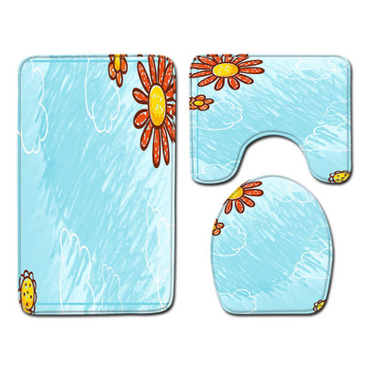 Zeegle tiskani kupaonski set prostirki za kupaonicu Poklopac poklopca za upijanje vode WC Podna prostirka za tuš kabinu Prostirka za kupaonsku dekoraciju