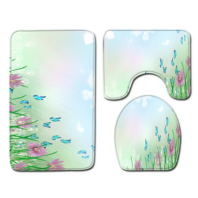 Zeegle tiskani kupaonski set prostirki za kupaonicu Poklopac poklopca za upijanje vode WC Podna prostirka za tuš kabinu Prostirka za kupaonsku dekoraciju