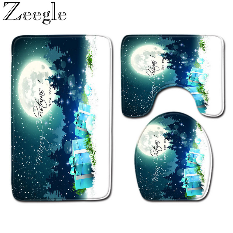 Sretan Božić Kupaonska prostirka Neklizajući kupaonski tepih Navlaka za WC školjku Periva prostirka za kupaonicu Upijajuća prostirka za noge