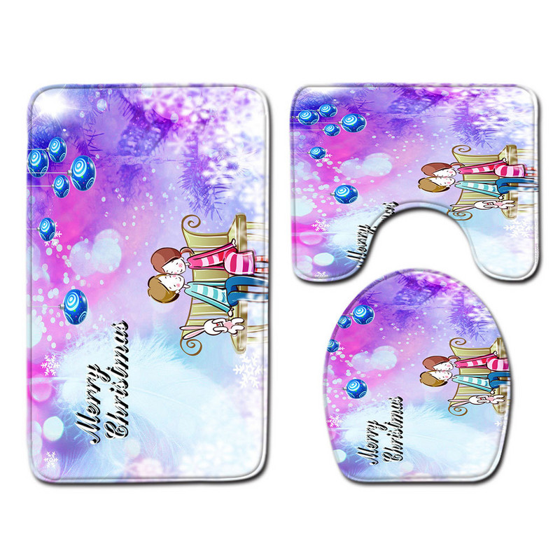 Sretan Božić Kupaonska prostirka Neklizajući kupaonski tepih Navlaka za WC školjku Periva prostirka za kupaonicu Upijajuća prostirka za noge