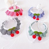 Bids za kućne ljubimce Slatka karirana čipkasta ogrlica od trešnje Ogrlica za mačke Ogrlica za pse Ogrlica za pse Proljeće Ljeto Odjeća Oprema za kućne ljubimce Pribor za kućne ljubimce Proizvodi za kućne ljubimce