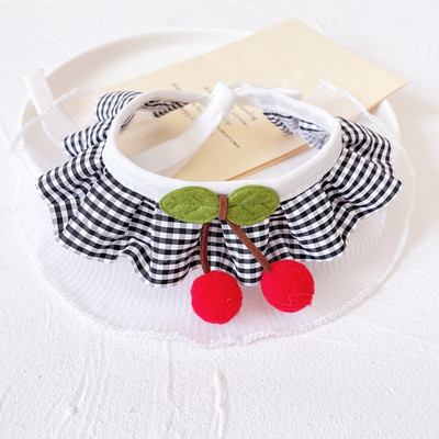 Bids za kućne ljubimce Slatka karirana čipkasta ogrlica od trešnje Ogrlica za mačke Ogrlica za pse Ogrlica za pse Proljeće Ljeto Odjeća Oprema za kućne ljubimce Pribor za kućne ljubimce Proizvodi za kućne ljubimce