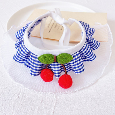 Bids za kućne ljubimce Slatka karirana čipkasta ogrlica od trešnje Ogrlica za mačke Ogrlica za pse Ogrlica za pse Proljeće Ljeto Odjeća Oprema za kućne ljubimce Pribor za kućne ljubimce Proizvodi za kućne ljubimce