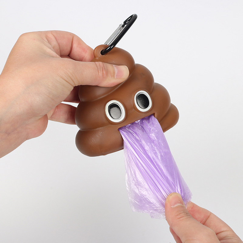 Nešiojamų naminių gyvūnėlių šiukšlių maišų dozatorius Juokingos formos, skirtos katėms, šunims išeiti Minkštos silikoninės gyvūnų išmatos išmatų formos laikymo dėžutės