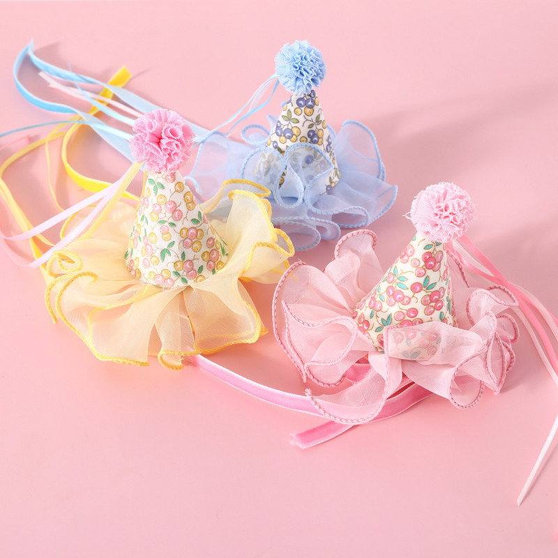 Animal de companie Pisică Câine Paiete Guler Papion Dantela florală Pălărie pentru ziua de naștere Set articole pentru cap pentru animale de companie Guler pentru pisici Guler pentru animale de companie Accesorii pentru animale de companie