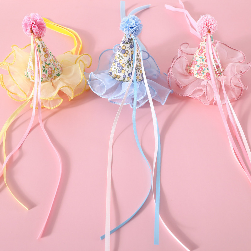 Animal de companie Pisică Câine Paiete Guler Papion Dantela florală Pălărie pentru ziua de naștere Set articole pentru cap pentru animale de companie Guler pentru pisici Guler pentru animale de companie Accesorii pentru animale de companie