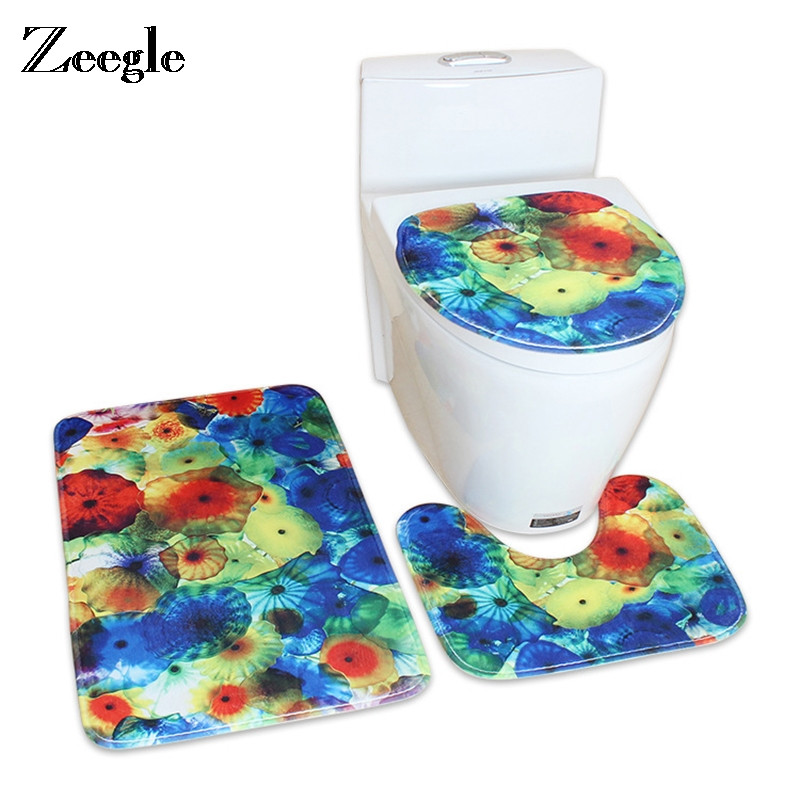 Zeegle prostirka za kupaonicu Kupaonski tepih s 3D otisnutim cvijećem Upijajuća prostirka za WC Podne prostirke za kupaonicu Neklizajuće prostirke za kupaonicu Podloga za tuširanje