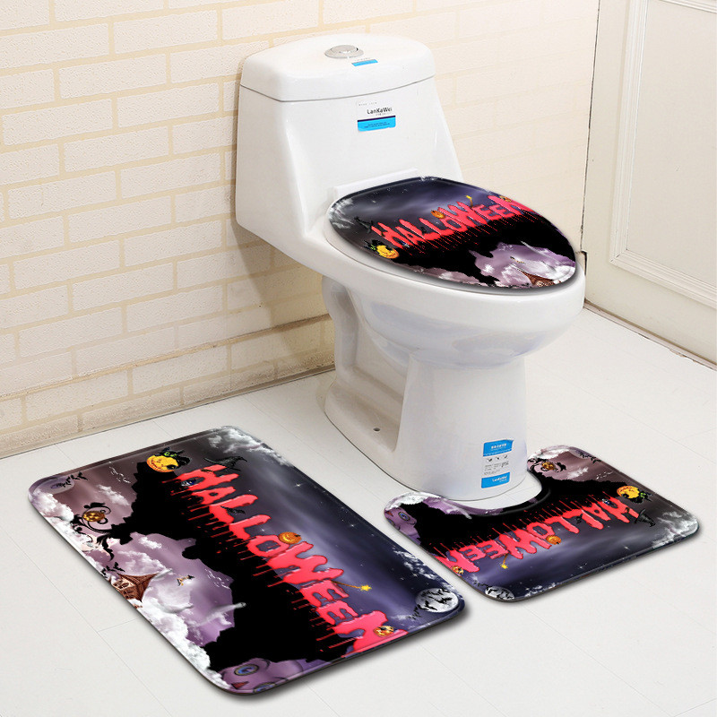 Zeegle Halloween Decor Kupaonske prostirke Kupaonske prostirke Neklizajuća prostirka za WC 3kom Komplet kupaonskih tepiha Navlaka za WC sjedalo Podloge za tuširanje